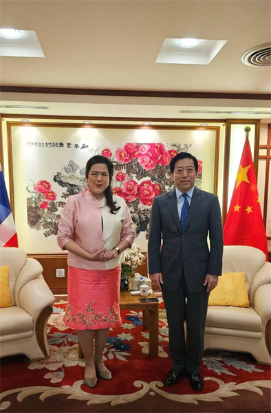 中國駐泰國大使會見泰國民聯廳候任廳長。中國駐泰國大使館供圖